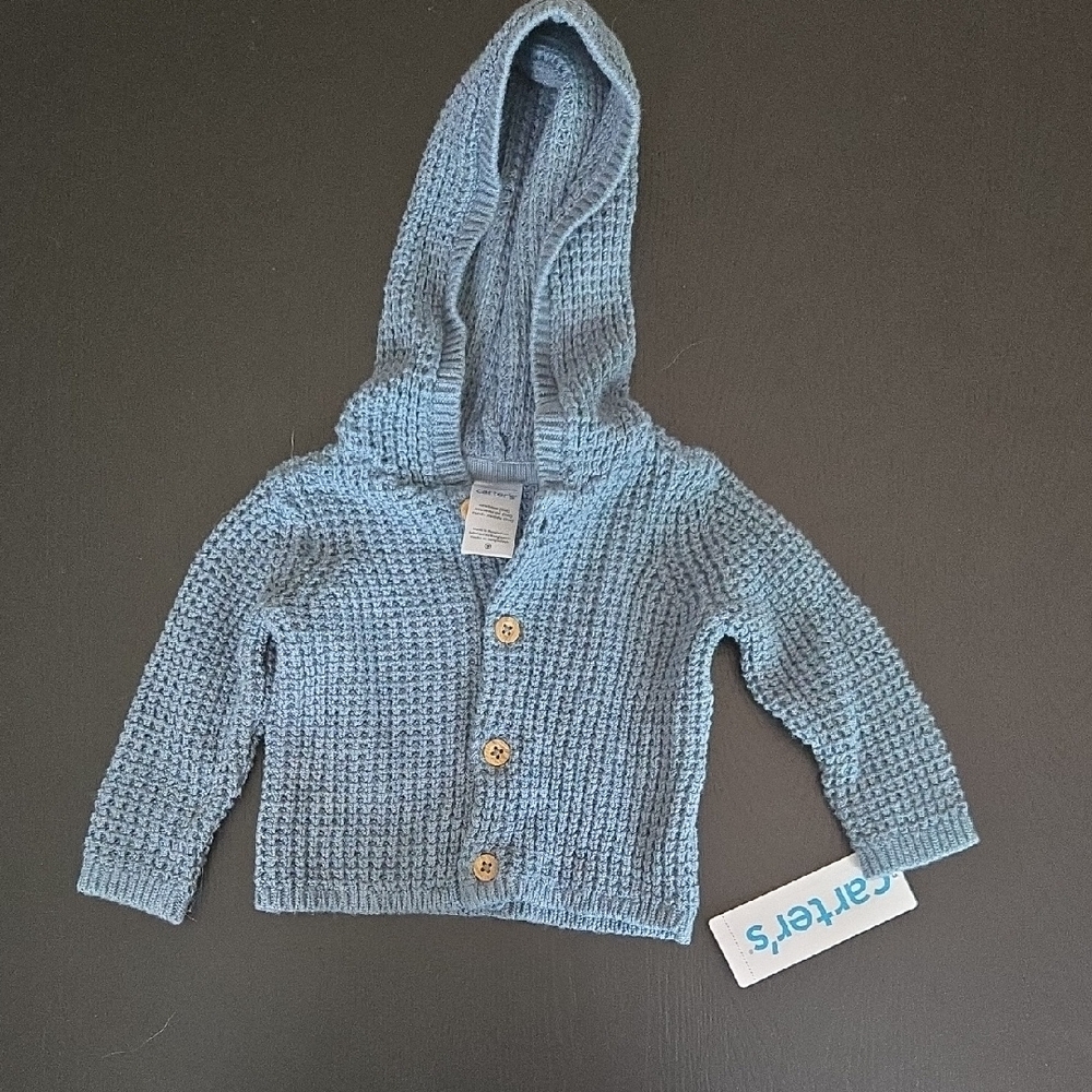 Carter's Light Blue Knit Hooded Sweater